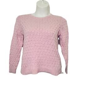 Croft & Barrow Cable Knit Sweater Cotton Pink Long Sleeve Medium
